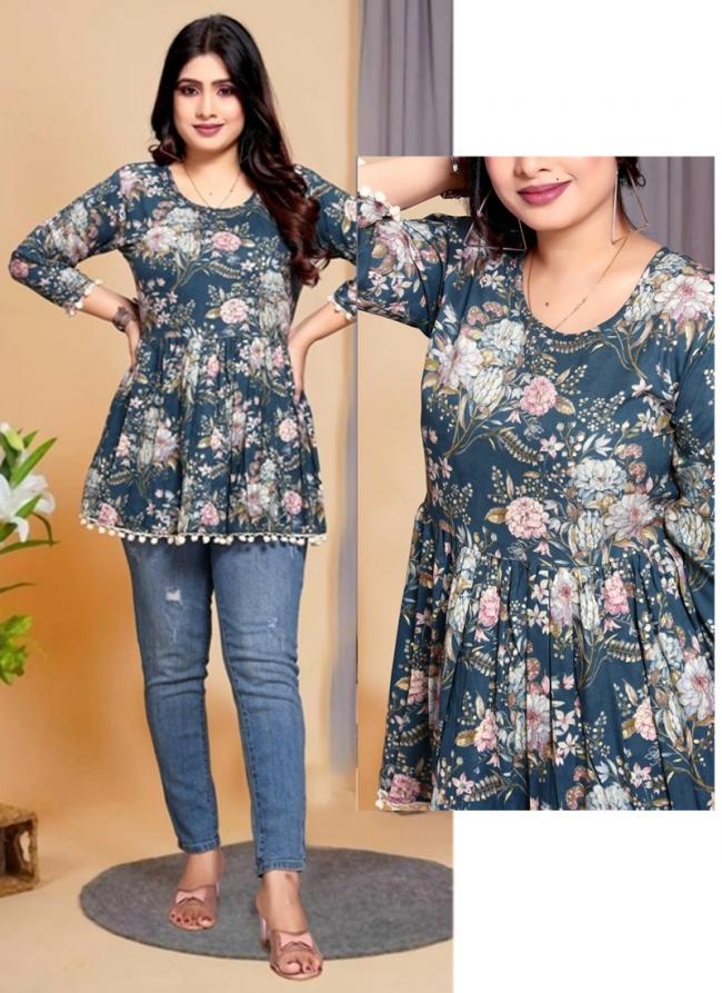 Rayon Morpeach Casual Wear Printed Readymade Top